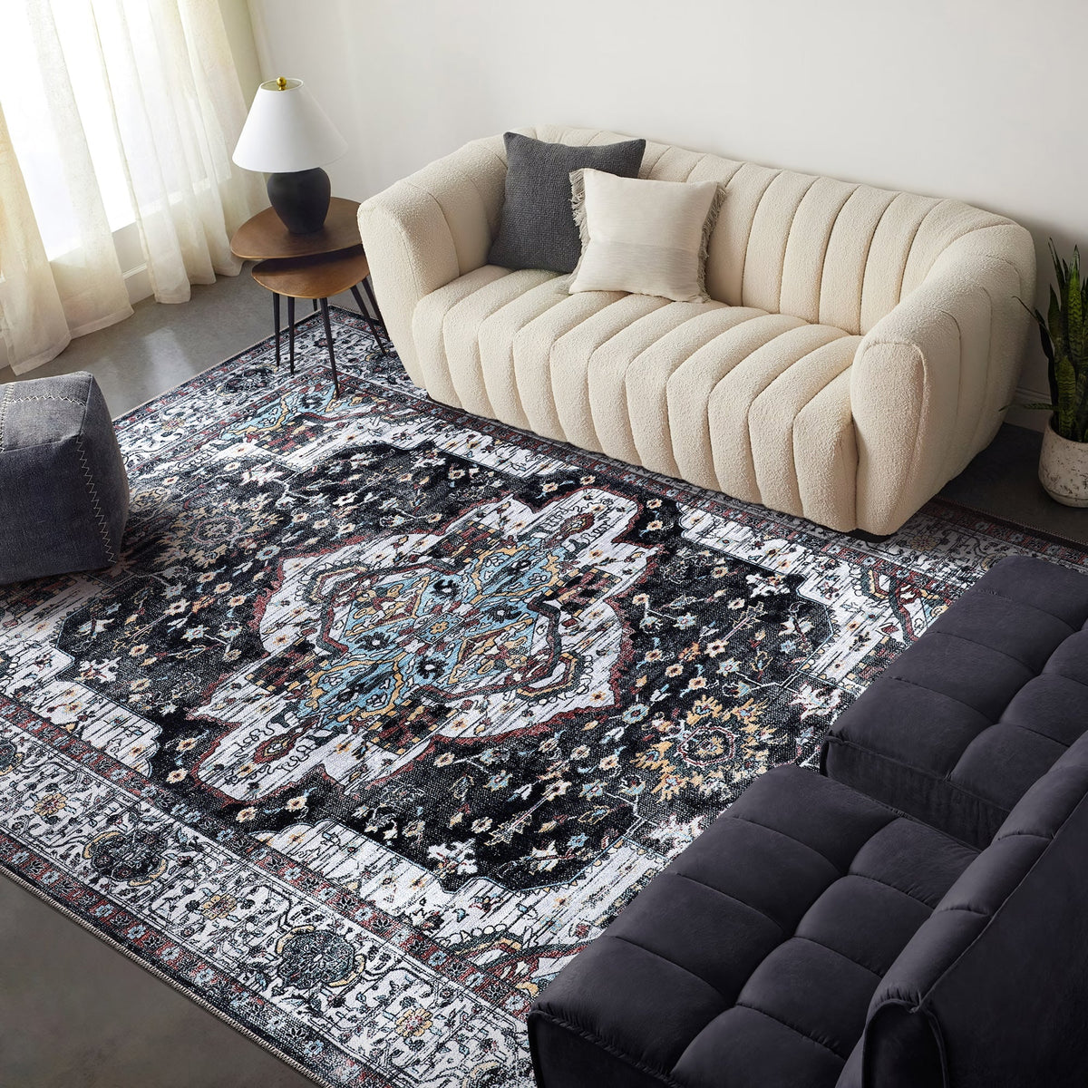 Terrace Patina Deep Blue Vintage Washable Rug – Netline Home guide