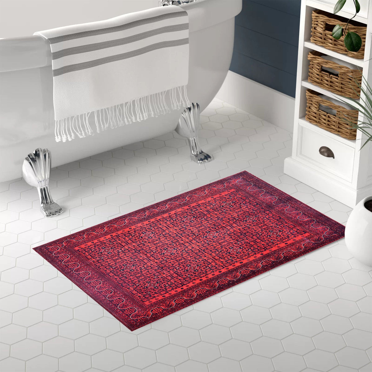 Ember Heritage Deep Red Washable Rug – Netline Home guide