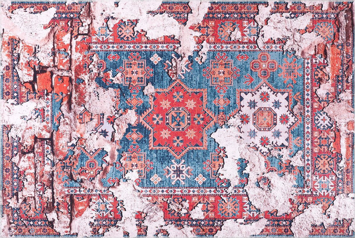 Crossed Border Burnt Red Traditional Washable Rug – Netline Home guide