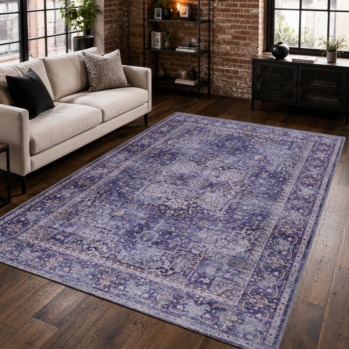 Linked Patina Indigo Blue Vintage Washable Rug – Netline Home guide