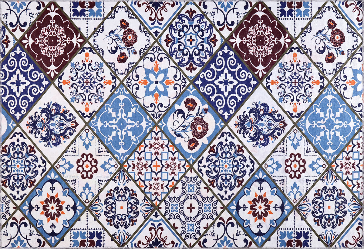 Modern beige floral washable rug by Netline Home, featuring a detailed floral pattern and durable design.