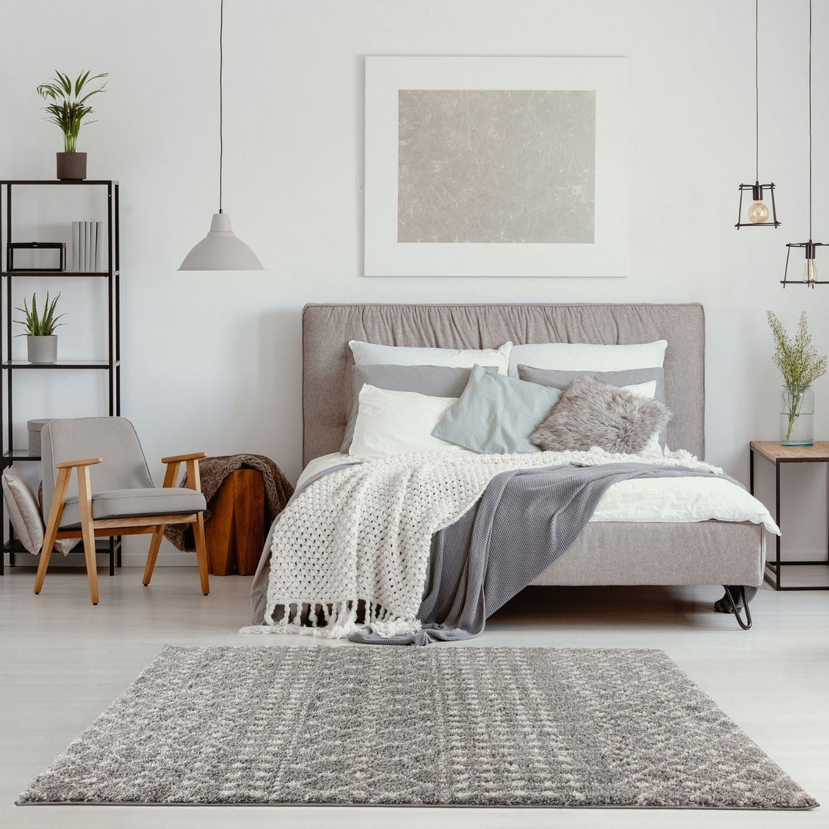 Moroccan Grey Shaggy Rug – 1010