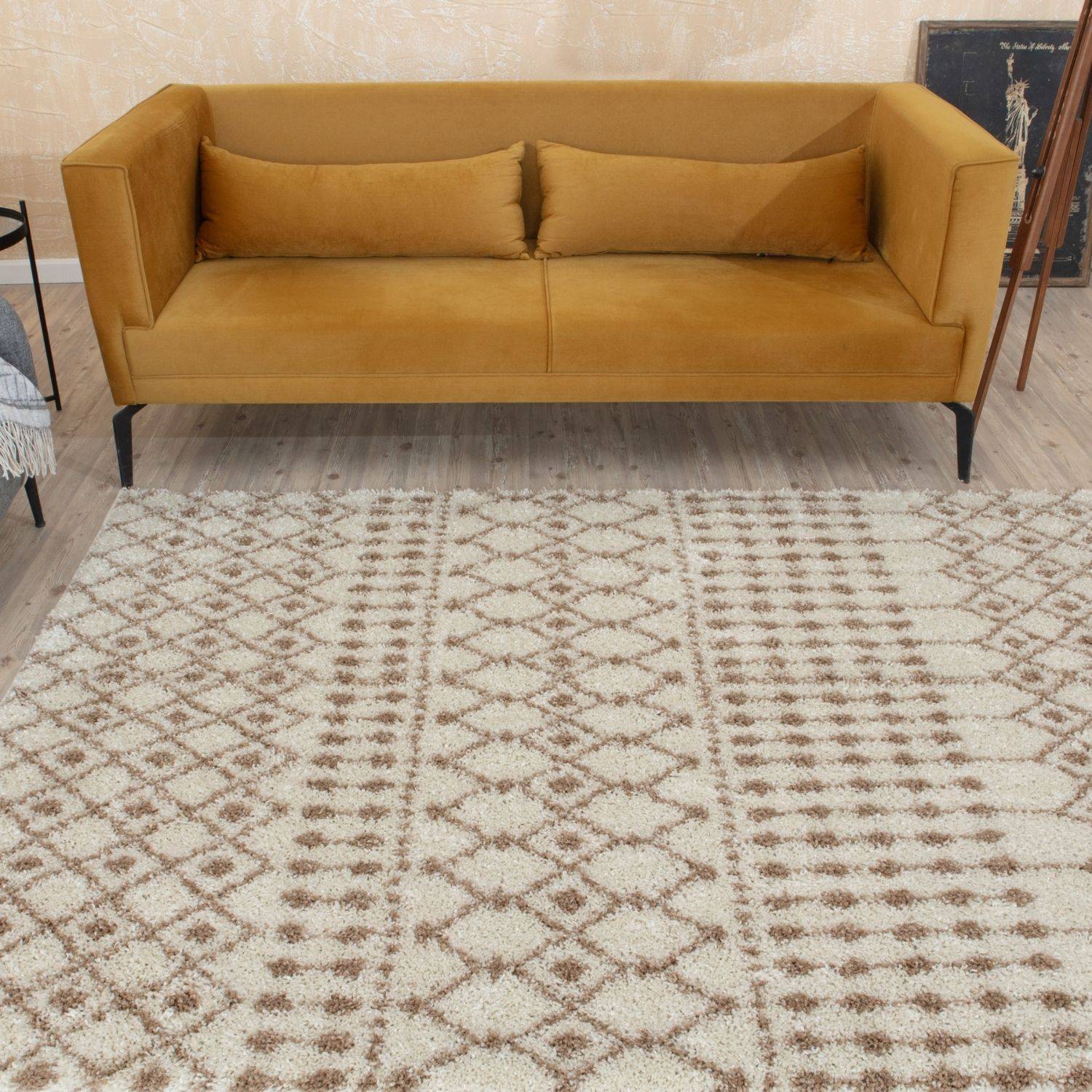 Moroccan Ivory Beige Shaggy Rug – 1030