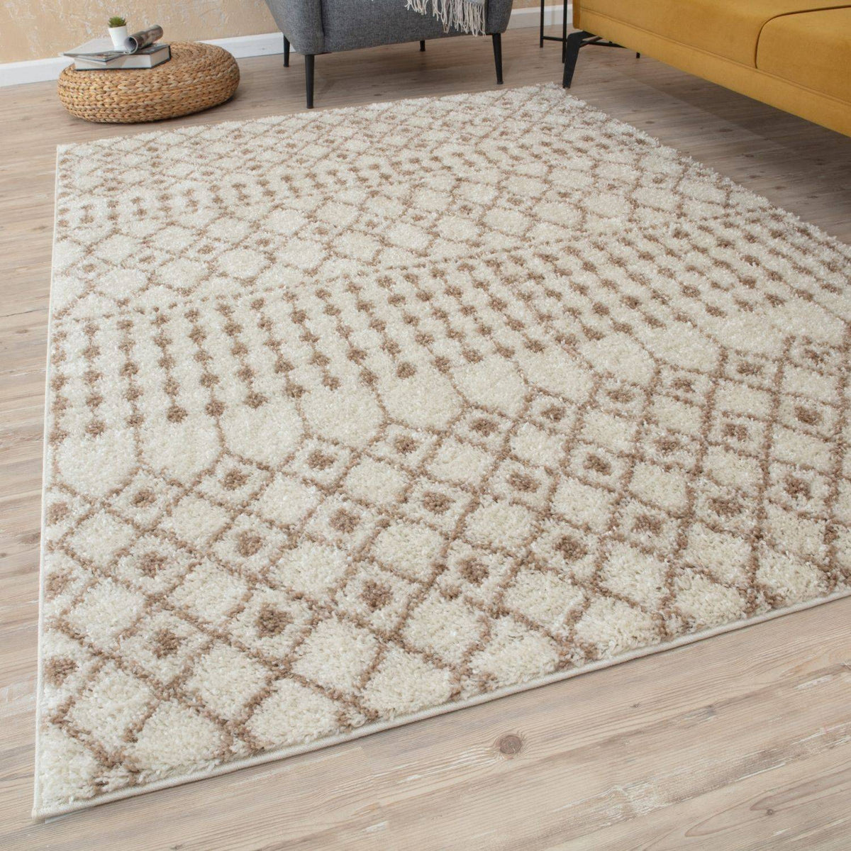 Moroccan Ivory Beige Shaggy Rug – 1030