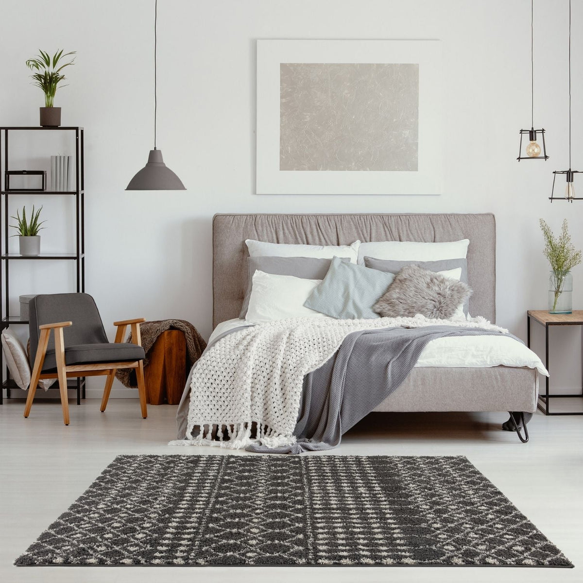 Moroccan Dark Grey Shaggy Rug – 1040
