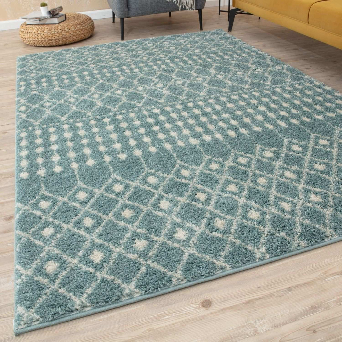 Moroccan Duck Egg Blue Shaggy Rug – 1050