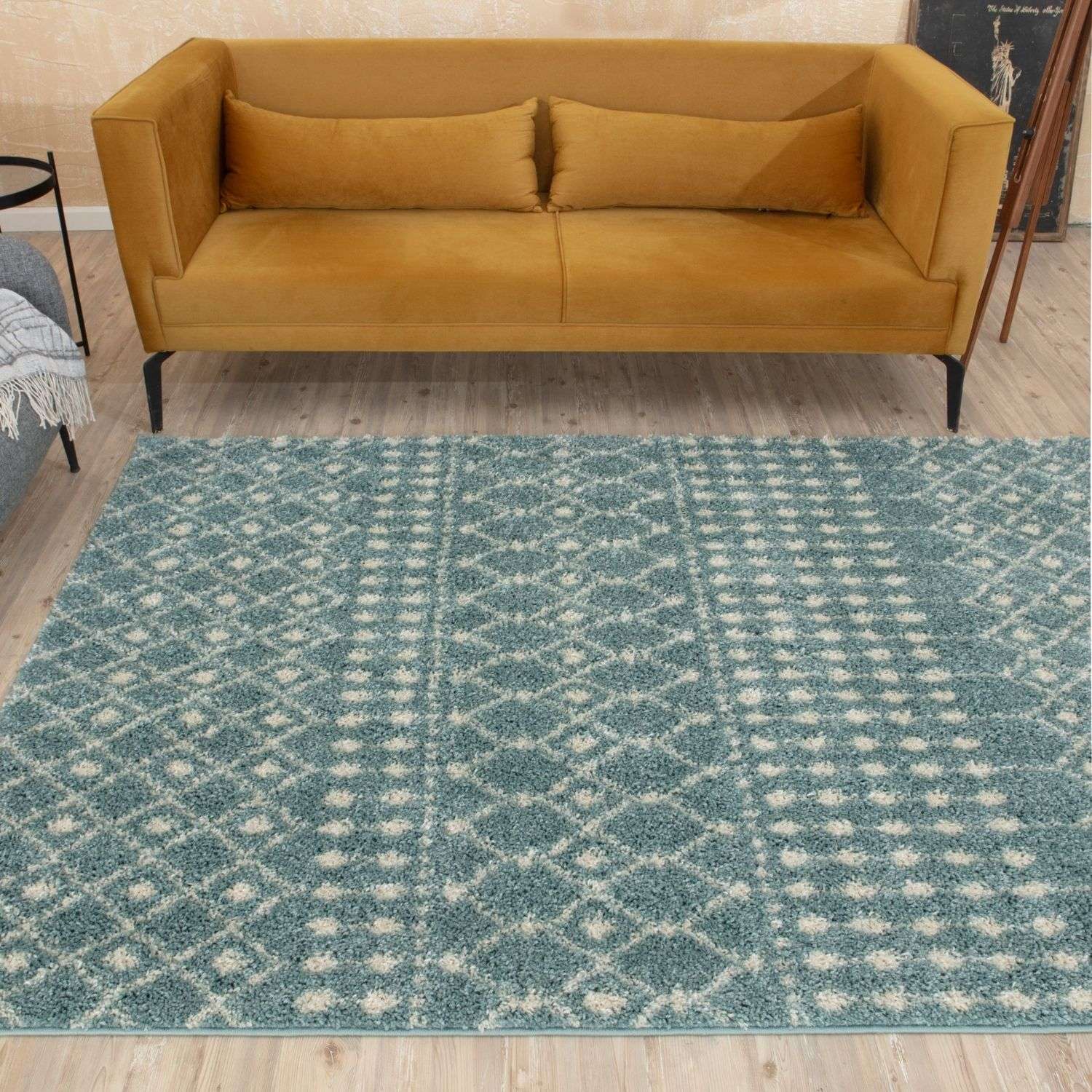 Moroccan Duck Egg Blue Shaggy Rug – 1050