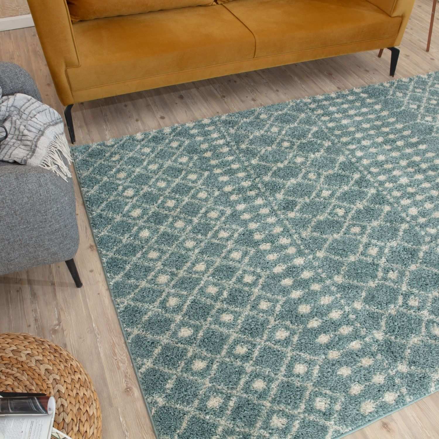 Moroccan Duck Egg Blue Shaggy Rug – 1050