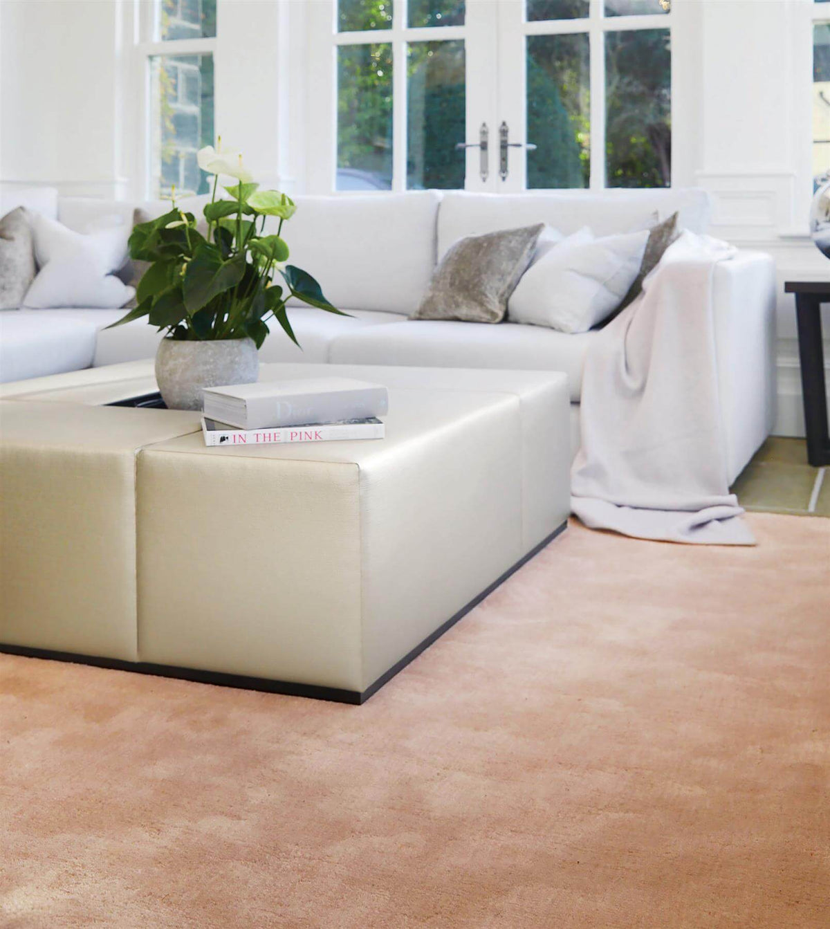 Hush Solid Coral Pink Luxury Rug