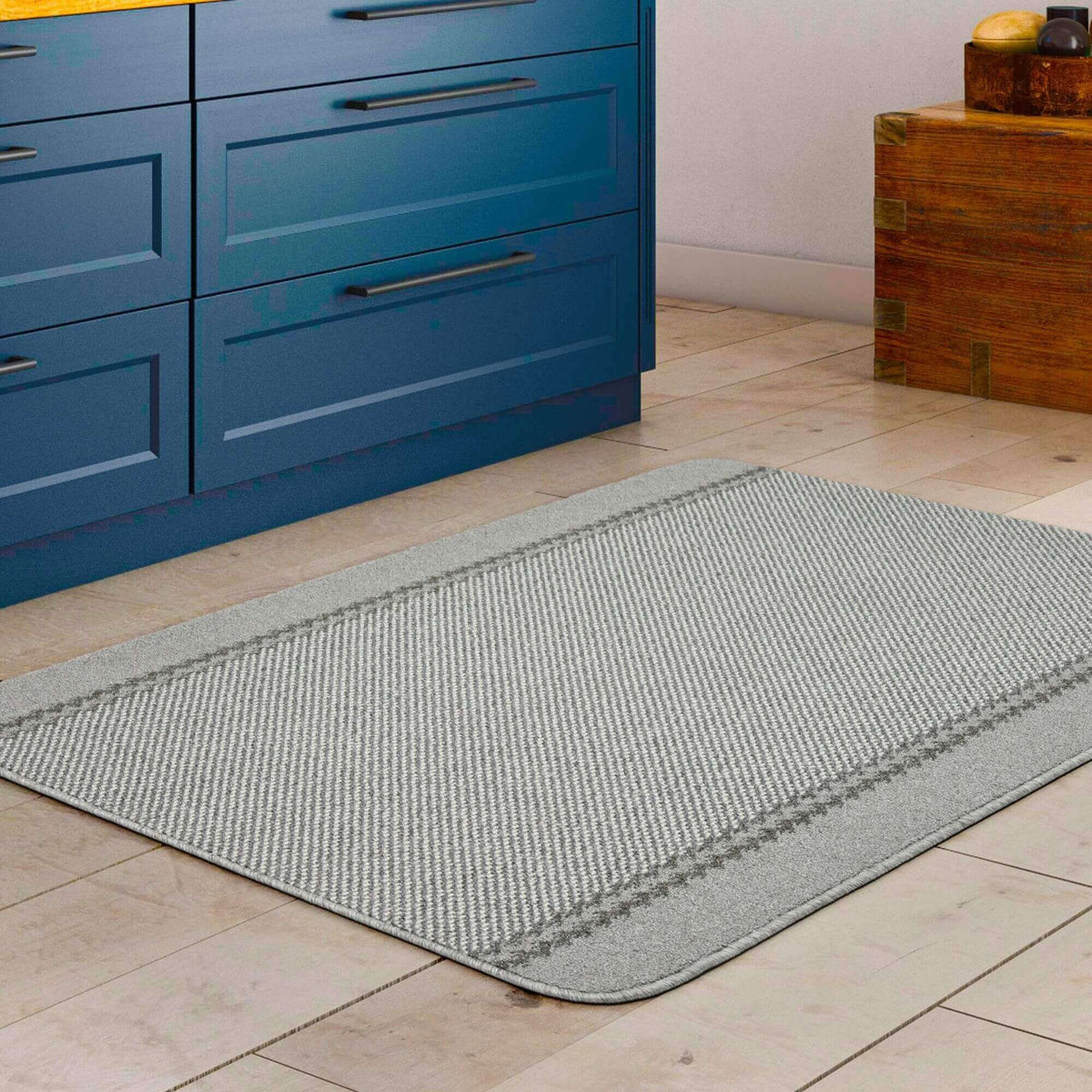 Washable Designer Bordered Grey Rug – 116G