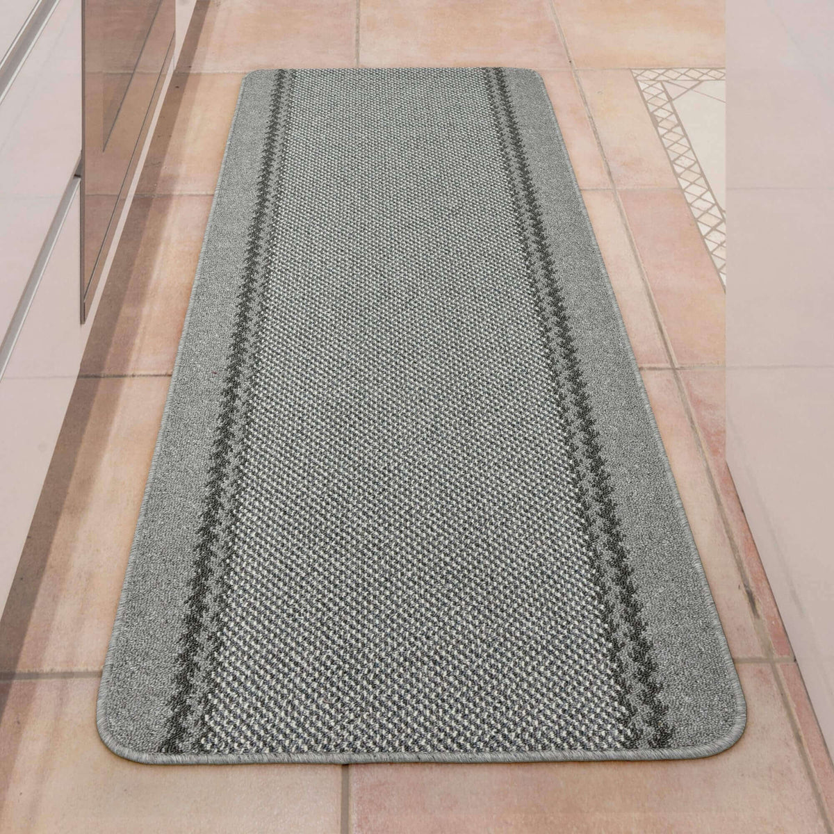 Washable Designer Bordered Grey Rug – 116G