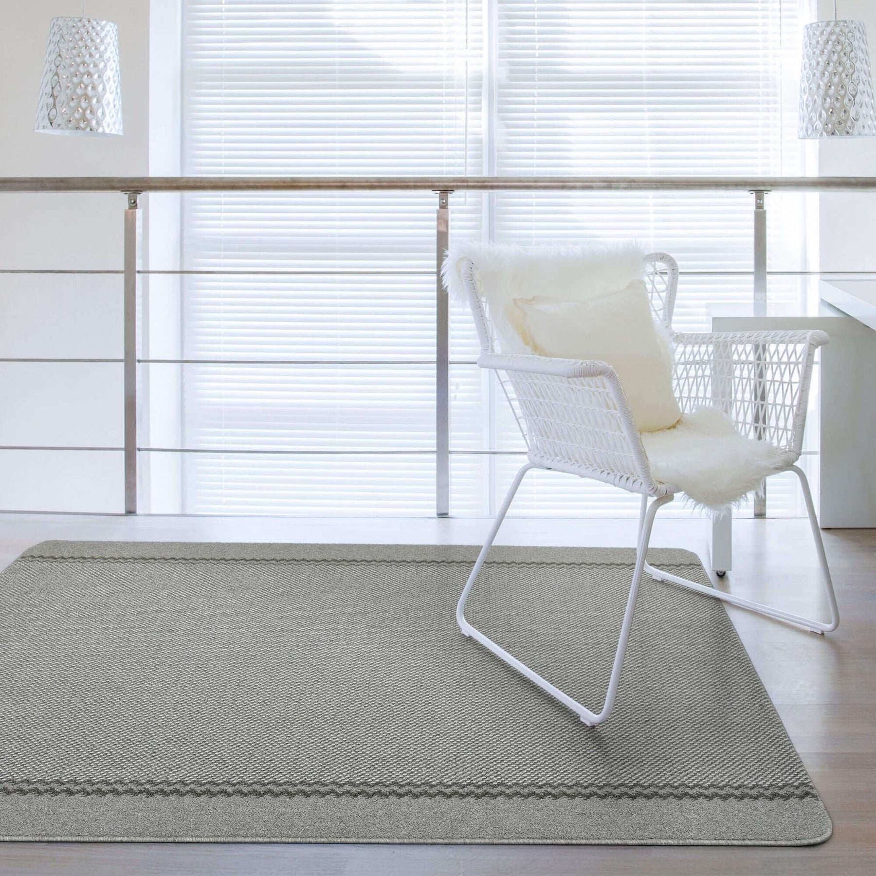 Washable Designer Bordered Grey Rug – 116G