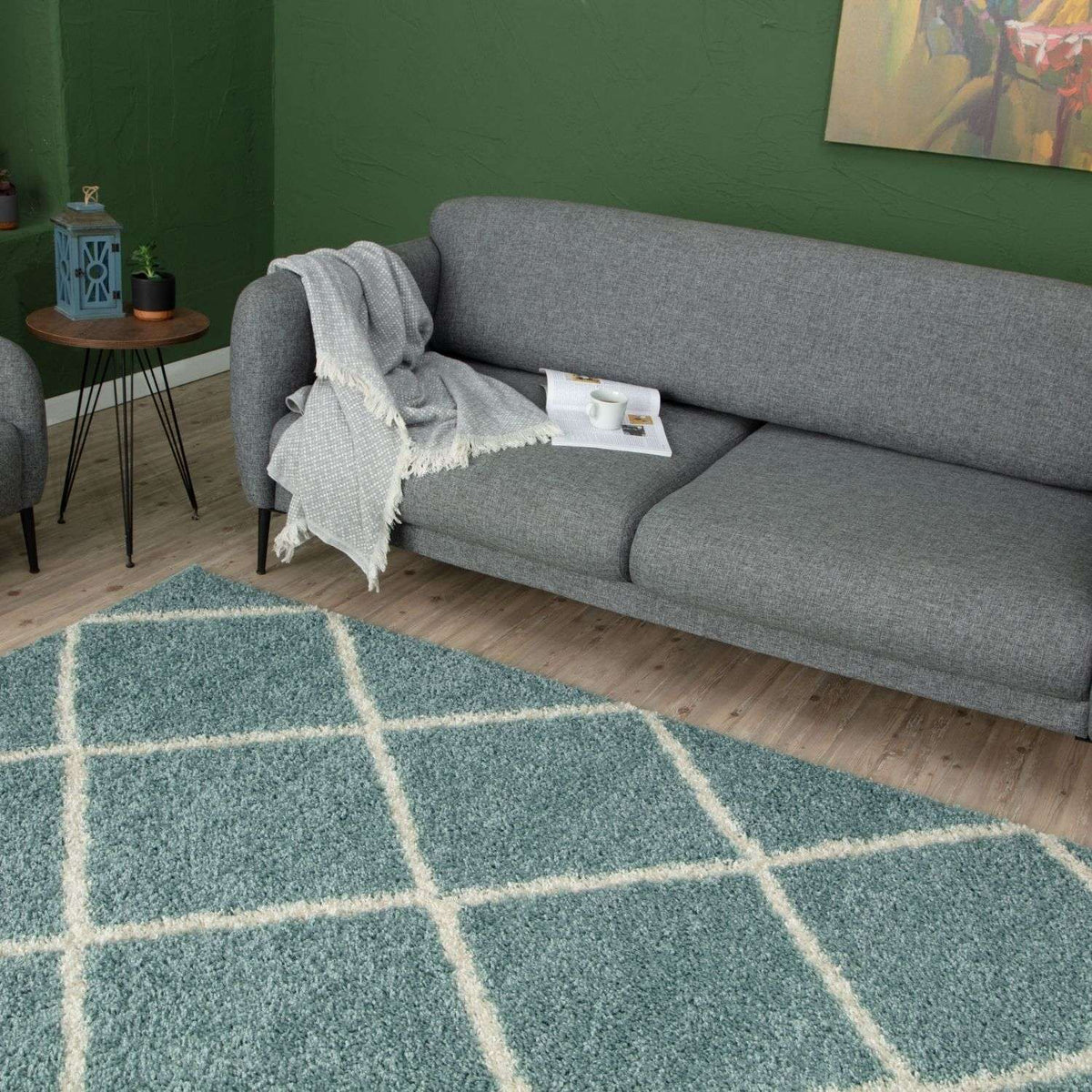 Moroccan Duck Egg Blue Shaggy Rug – 550