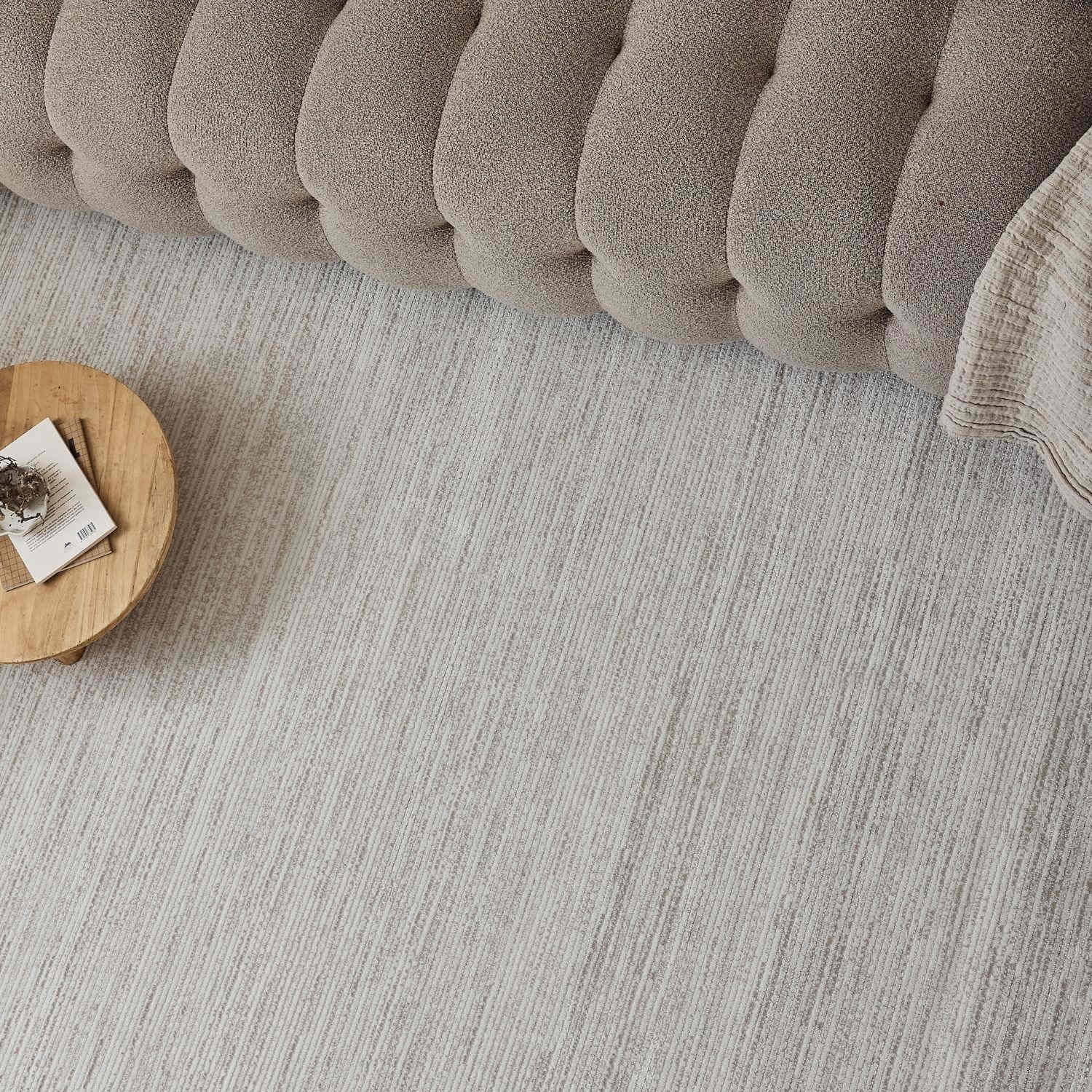 Carmel Cream-Beige Striped Rug – 6010