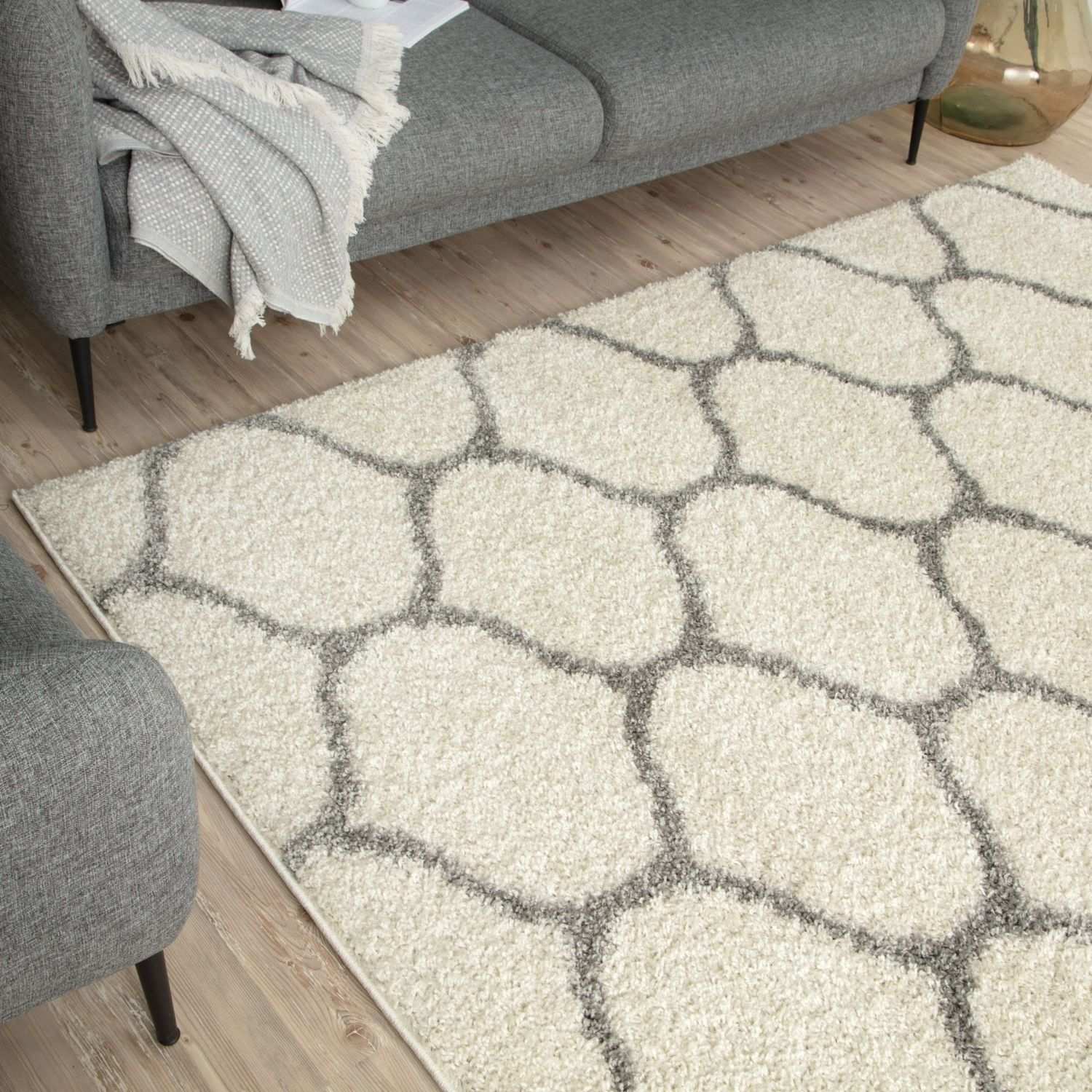 Moroccan Ivory Shaggy Rug – 600