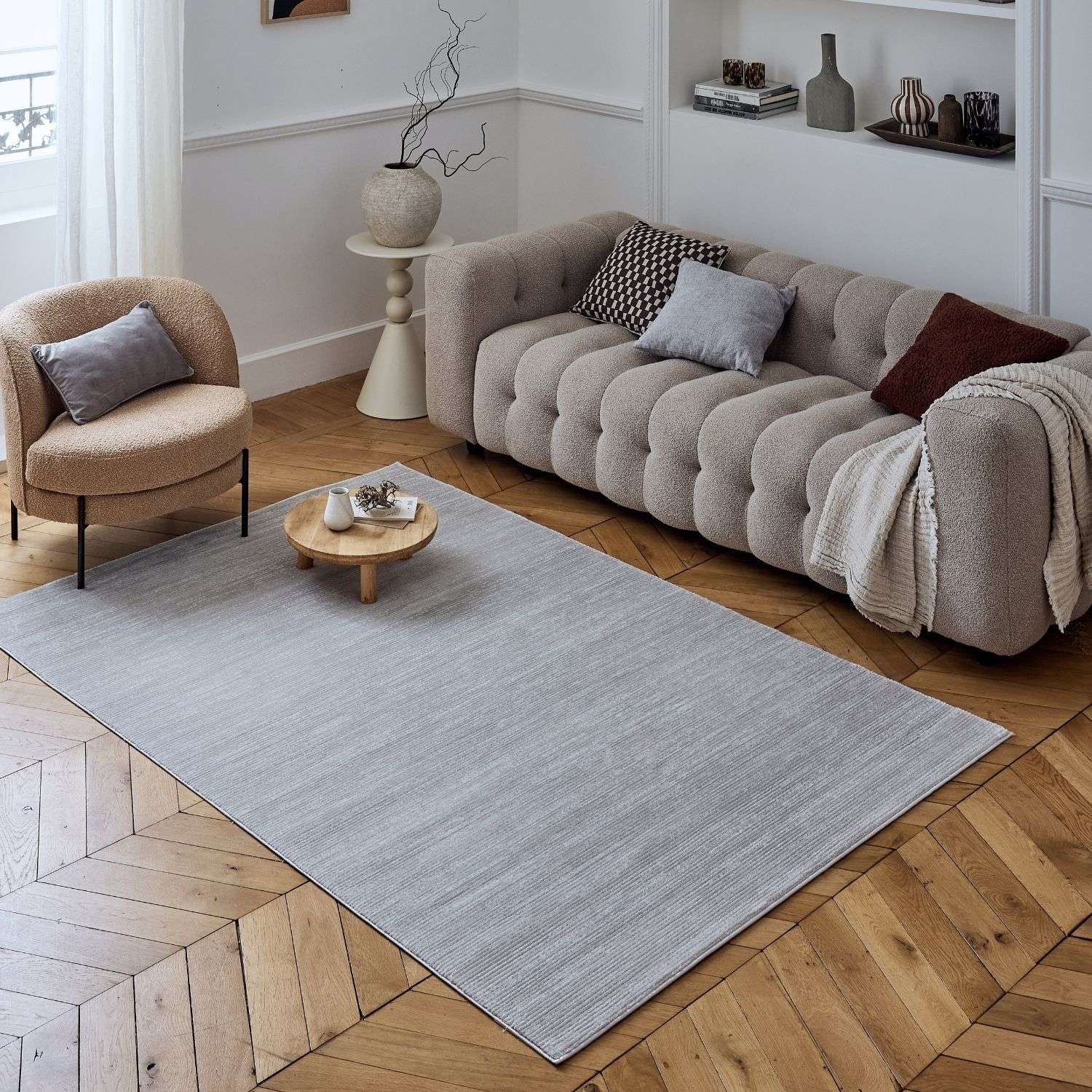 Carmel Grey-Cream Striped Rug – 6020