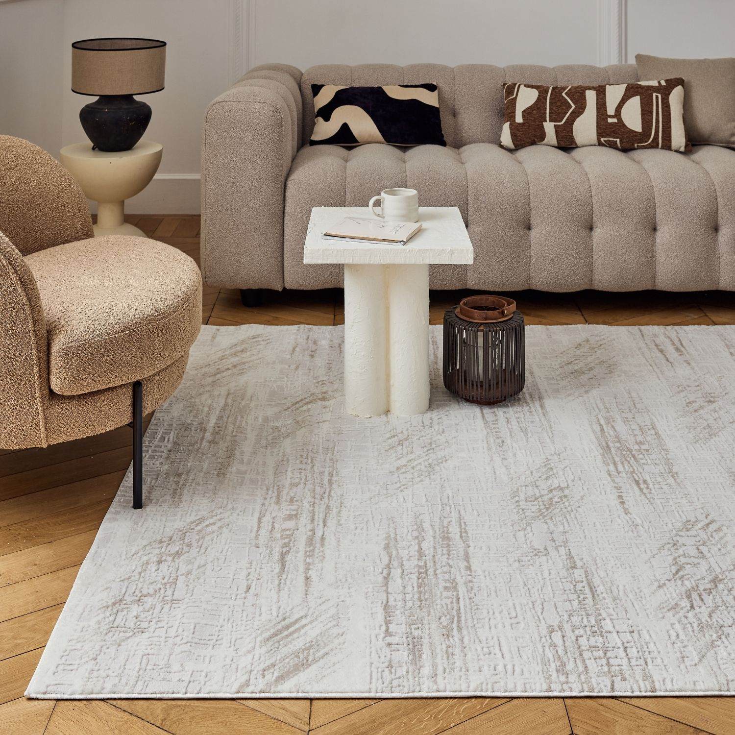 Carmel Cream-Beige Abstract Rug – 6030