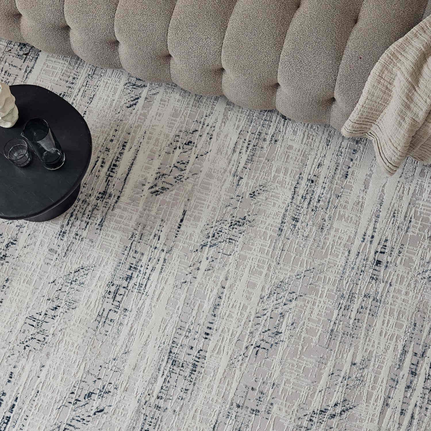 Carmel Cream-Blue Abstract Rug – 6030