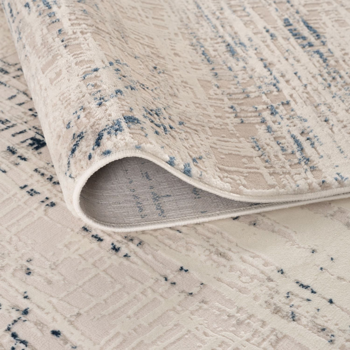 Carmel Cream-Blue Abstract Rug – 6030