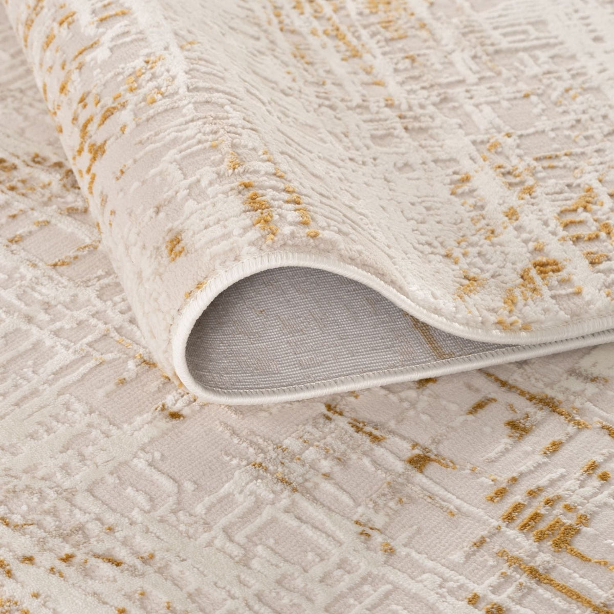 Carmel Cream-Gold Abstract Rug – 6030
