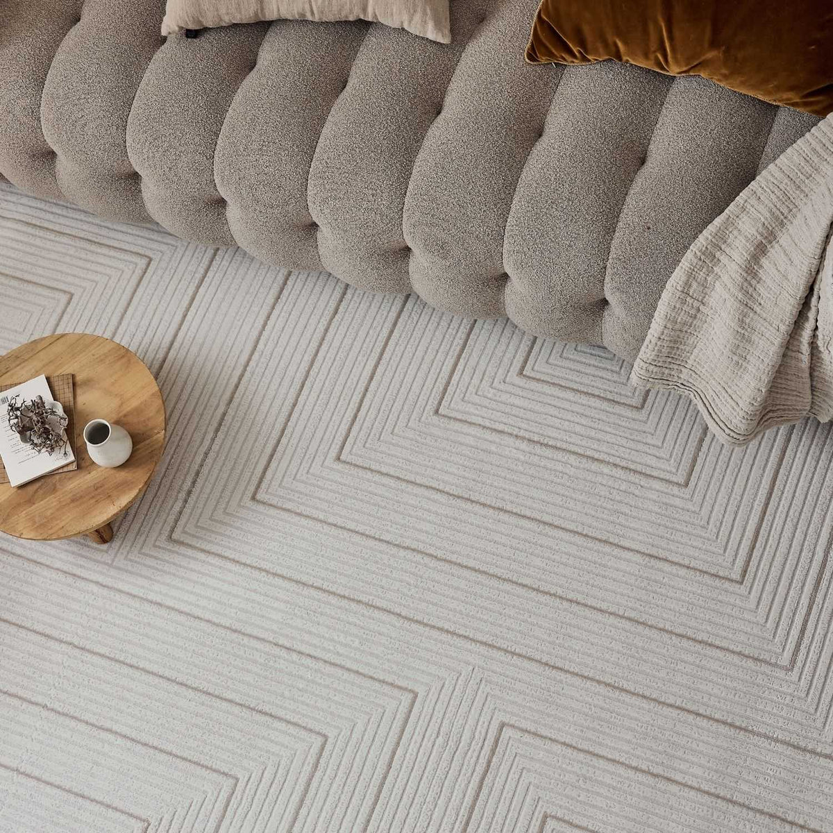Carmel Cream-Beige Geometric Rug – 6040
