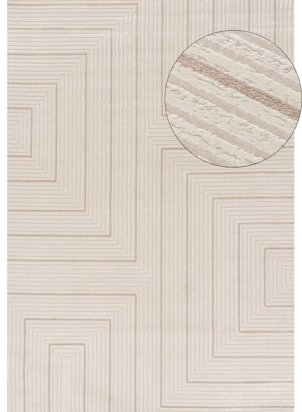 Carmel Cream-Beige Geometric Rug – 6040