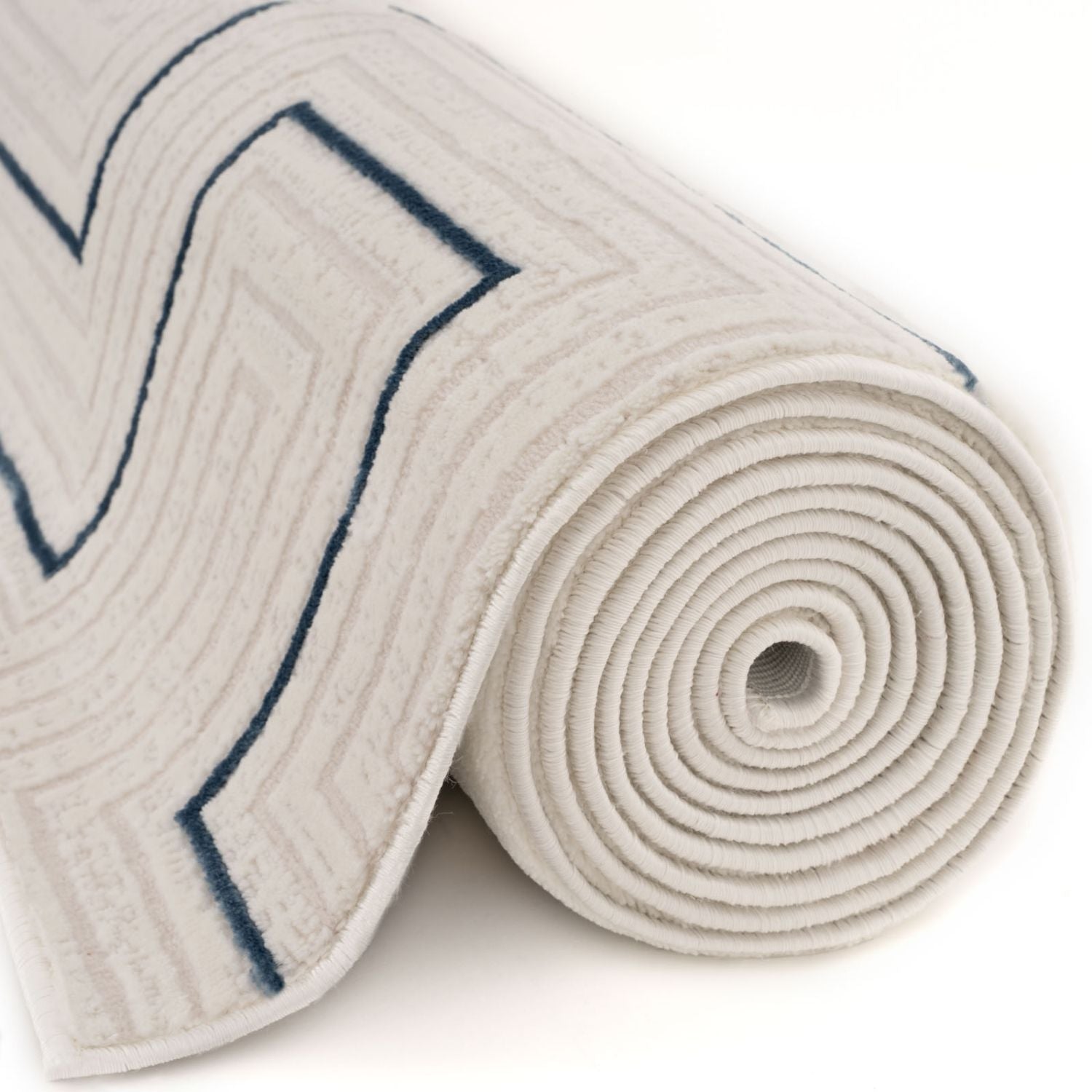 Carmel Cream-Blue Geometric Rug – 6040
