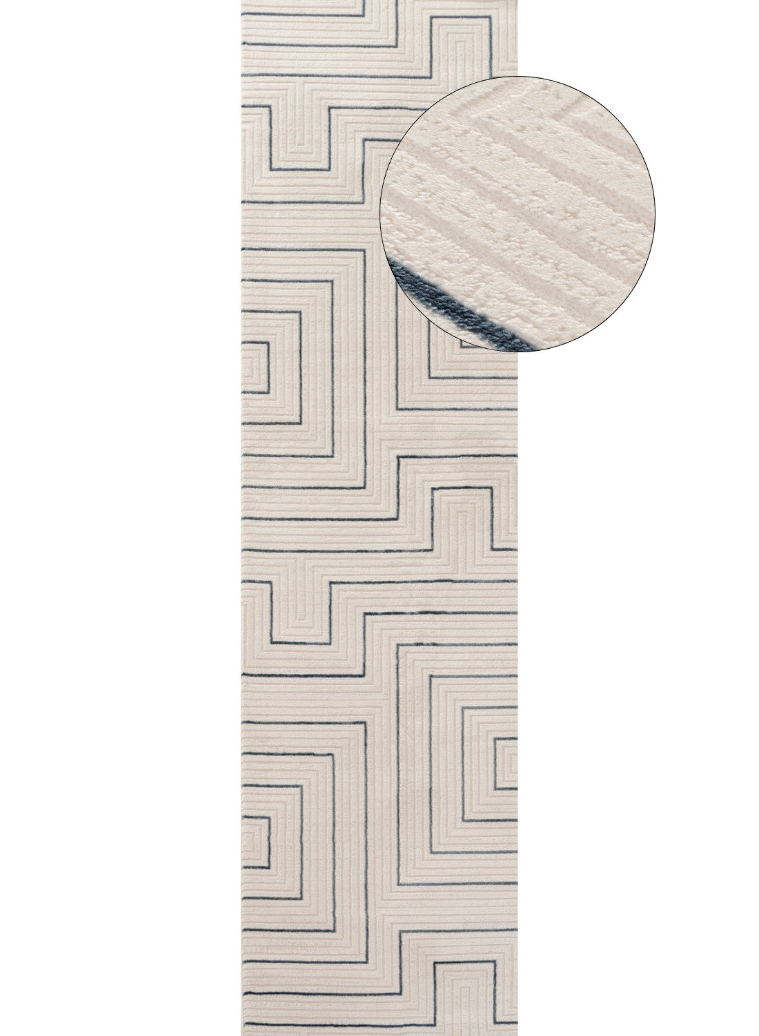 Carmel Cream-Blue Geometric Rug – 6040