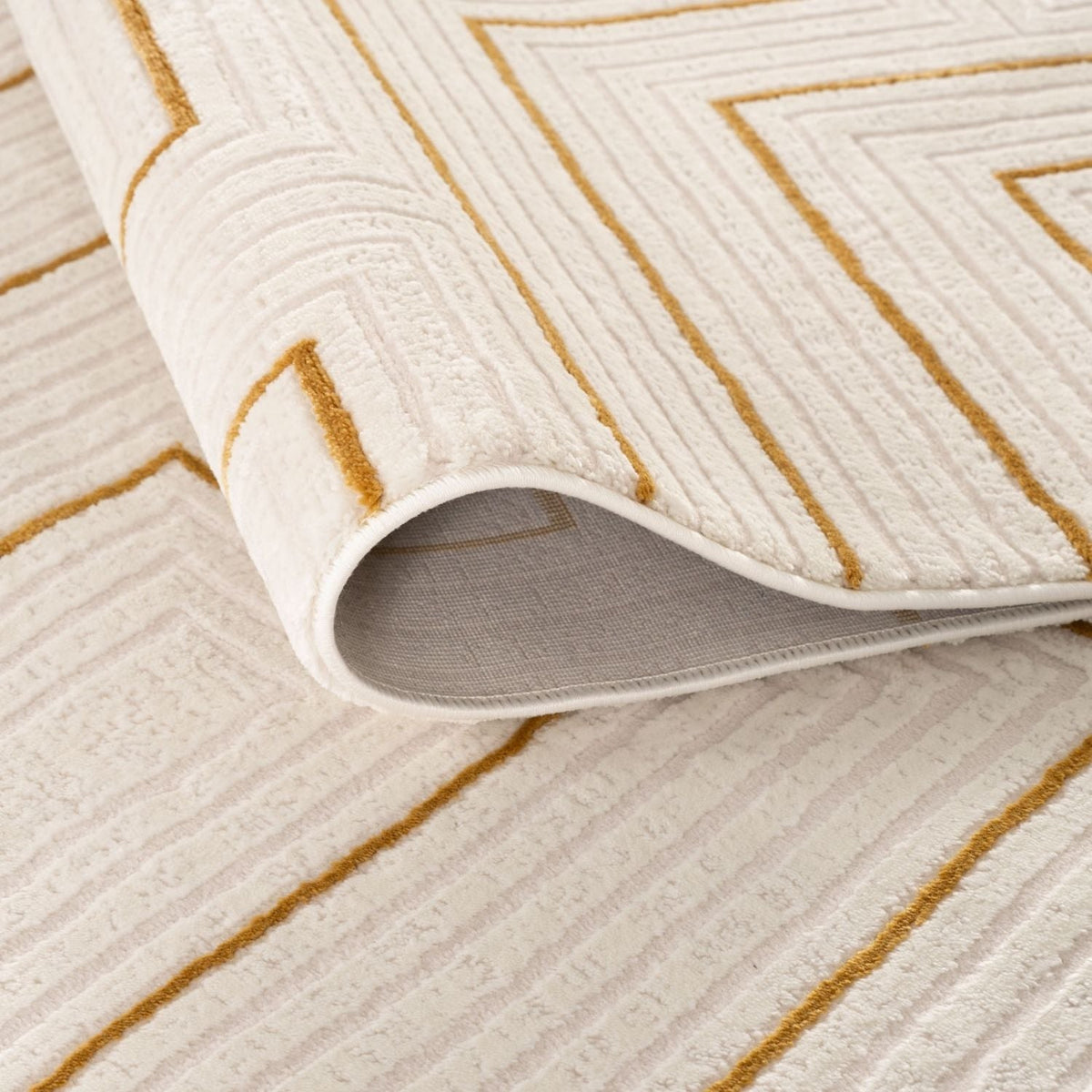 Carmel Cream-Gold Geometric Rug – 6040