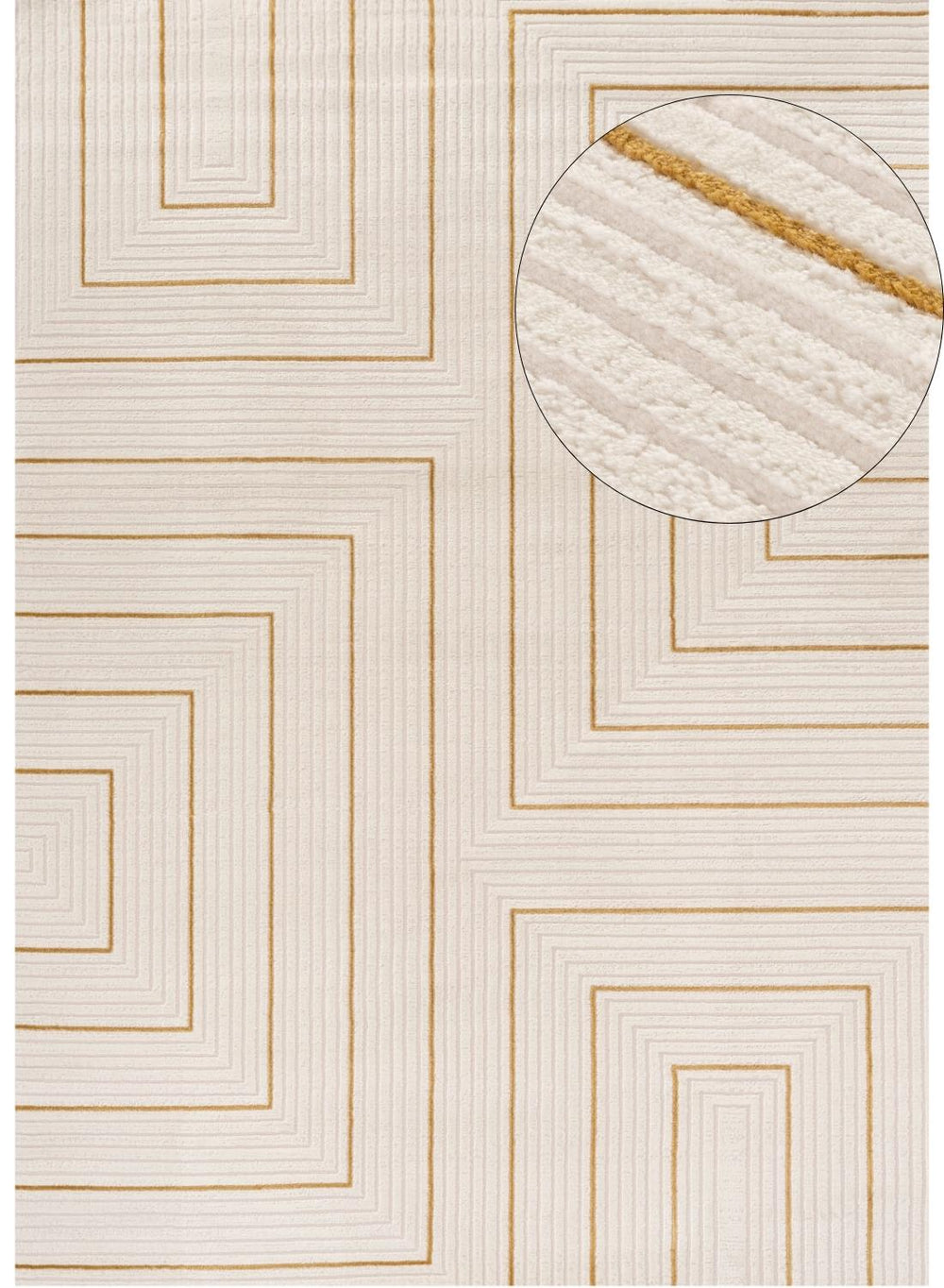 Carmel Cream-Gold Geometric Rug – 6040