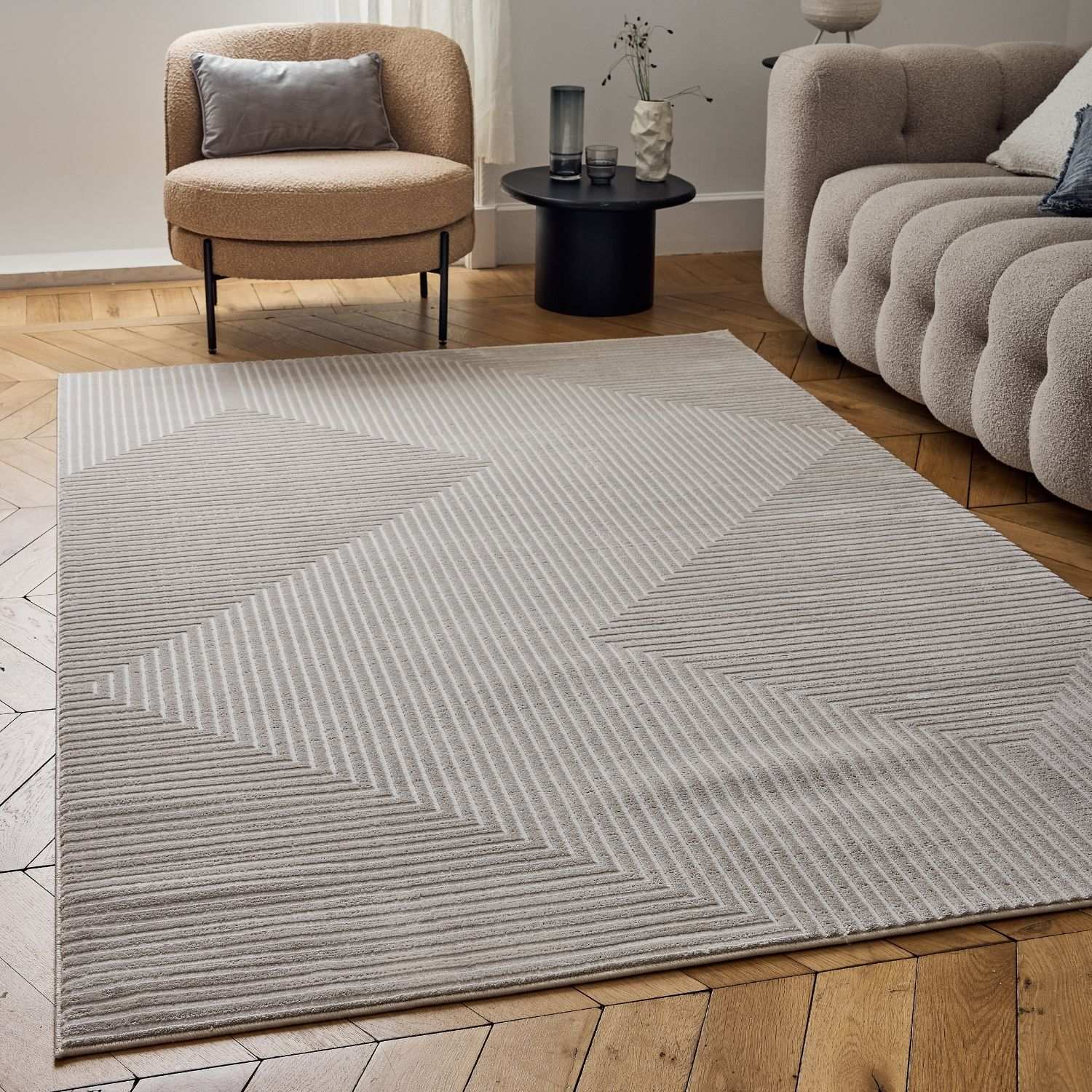 Carmel Beige-Cream Geometric Rug – 6050
