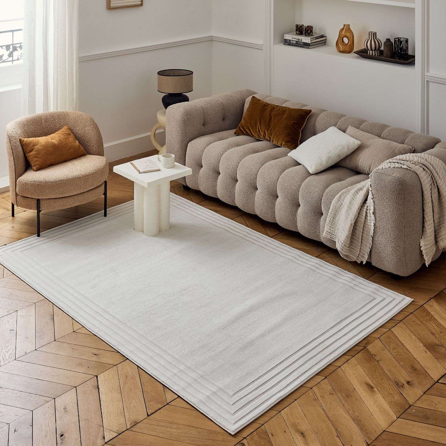 Carmel Cream Bordered Rug – 6060