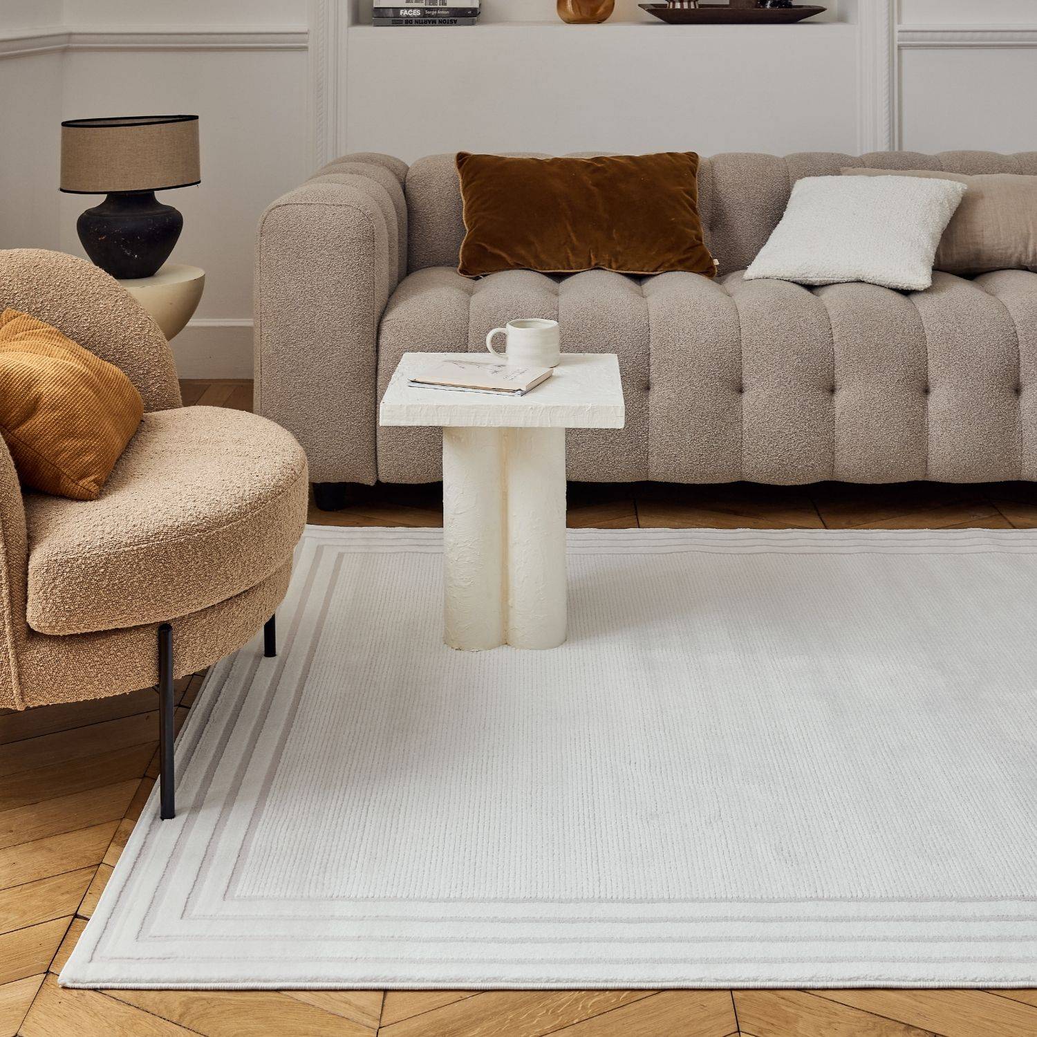 Carmel Cream Bordered Rug – 6060