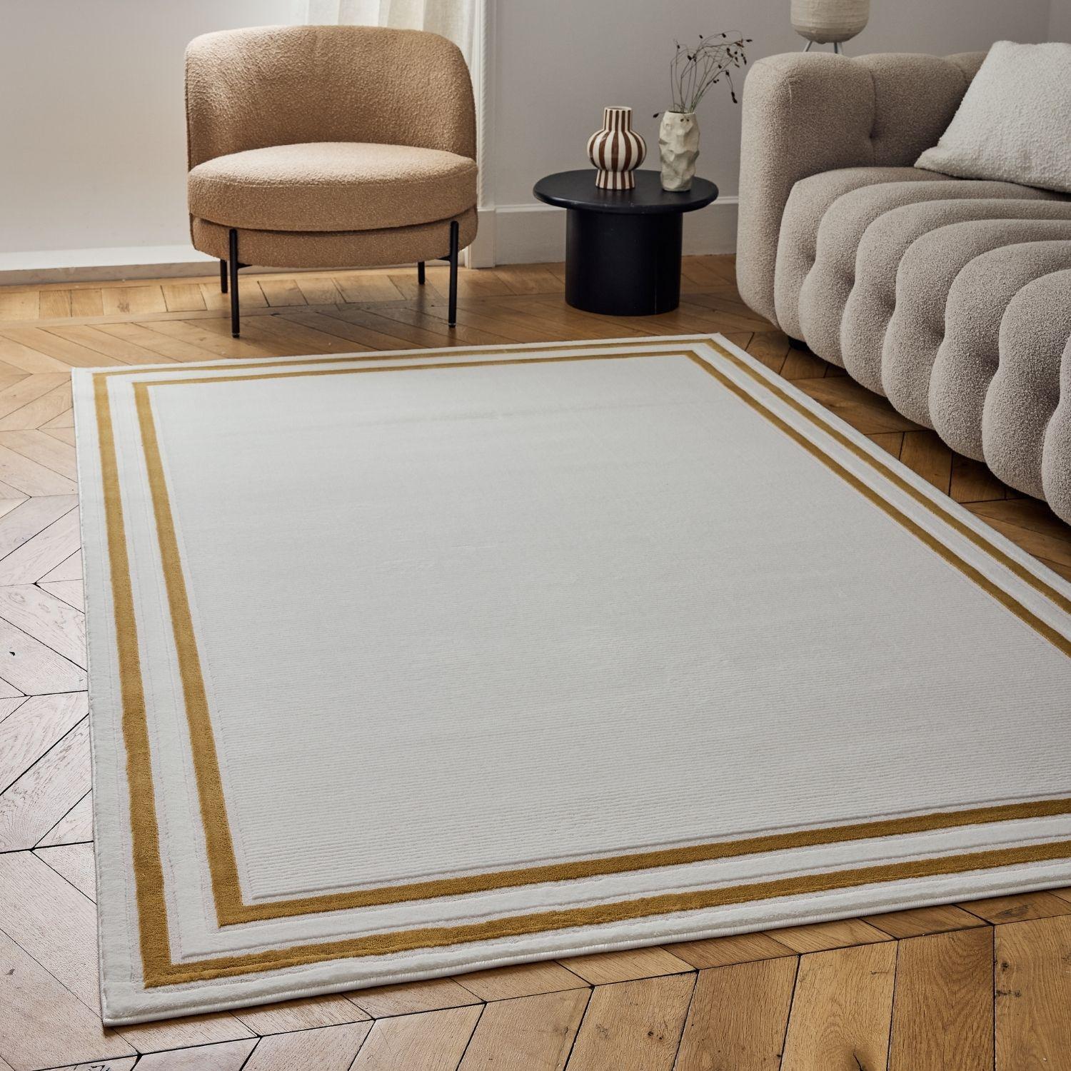 Carmel Cream-Gold Bordered Rug – 6060