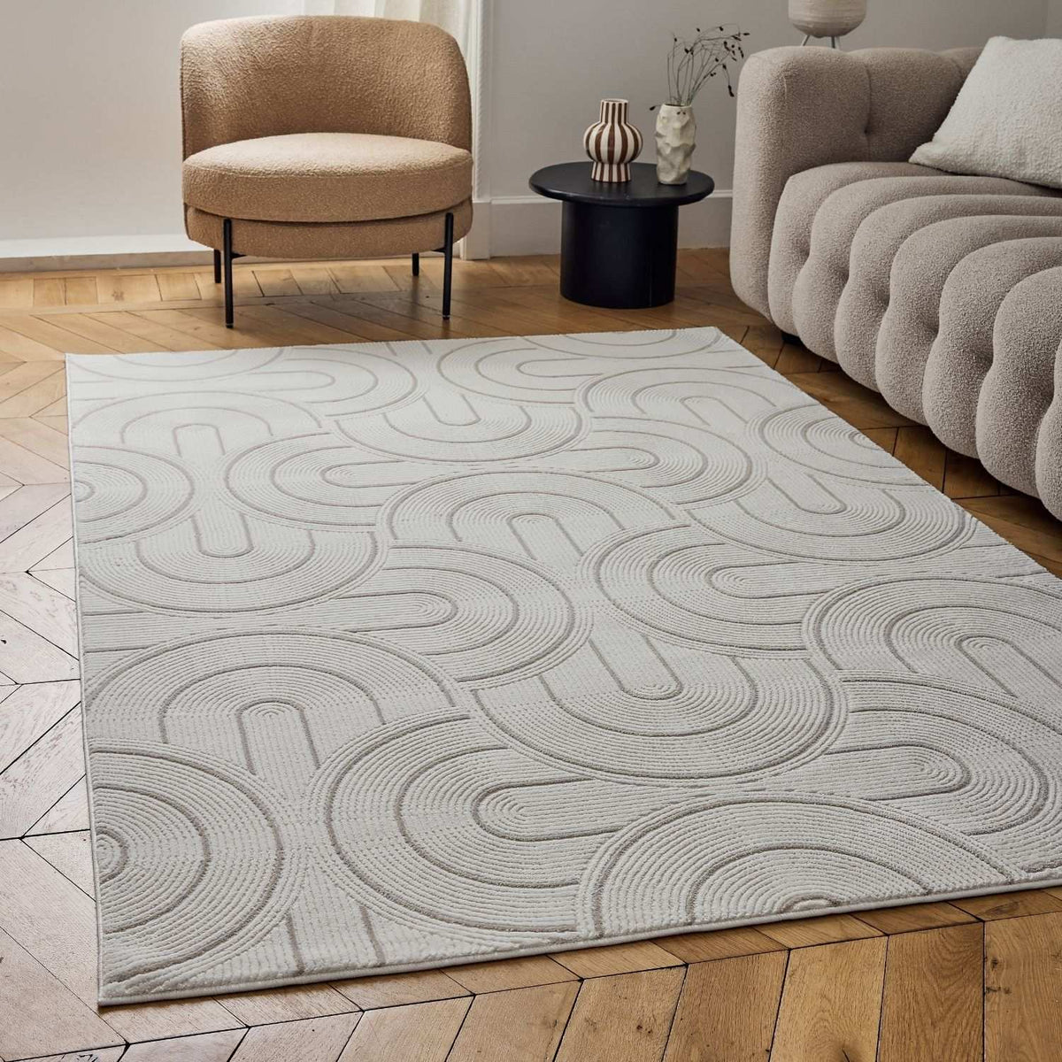 Carmel Cream-Beige Geometric Rug – 6070