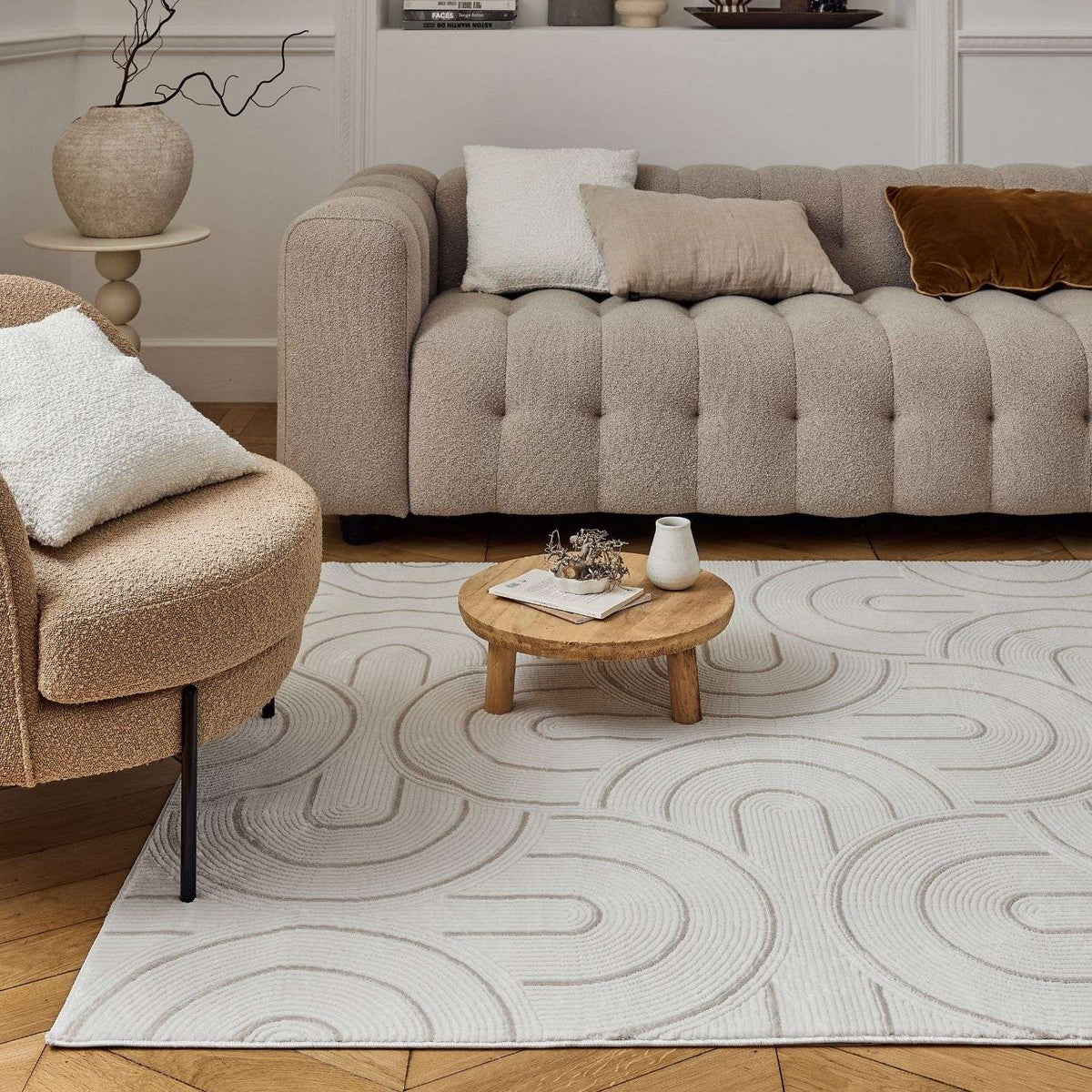 Carmel Cream-Beige Geometric Rug – 6070