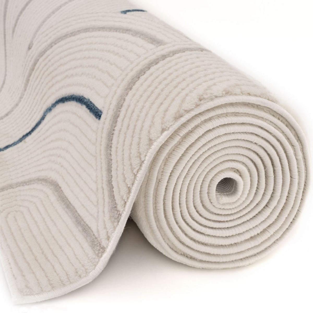Carmel Cream-Blue Geometric Rug – 6070