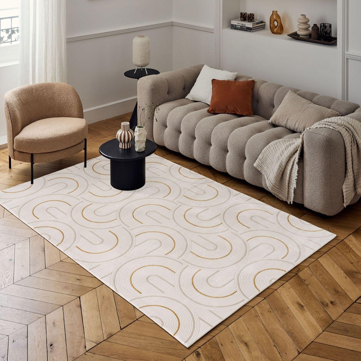 Carmel Cream-Gold Geometric Rug – 6070
