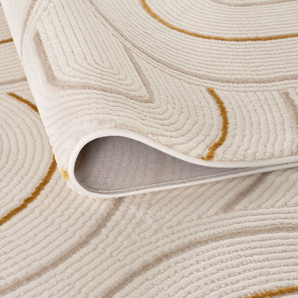 Carmel Cream-Gold Geometric Rug – 6070