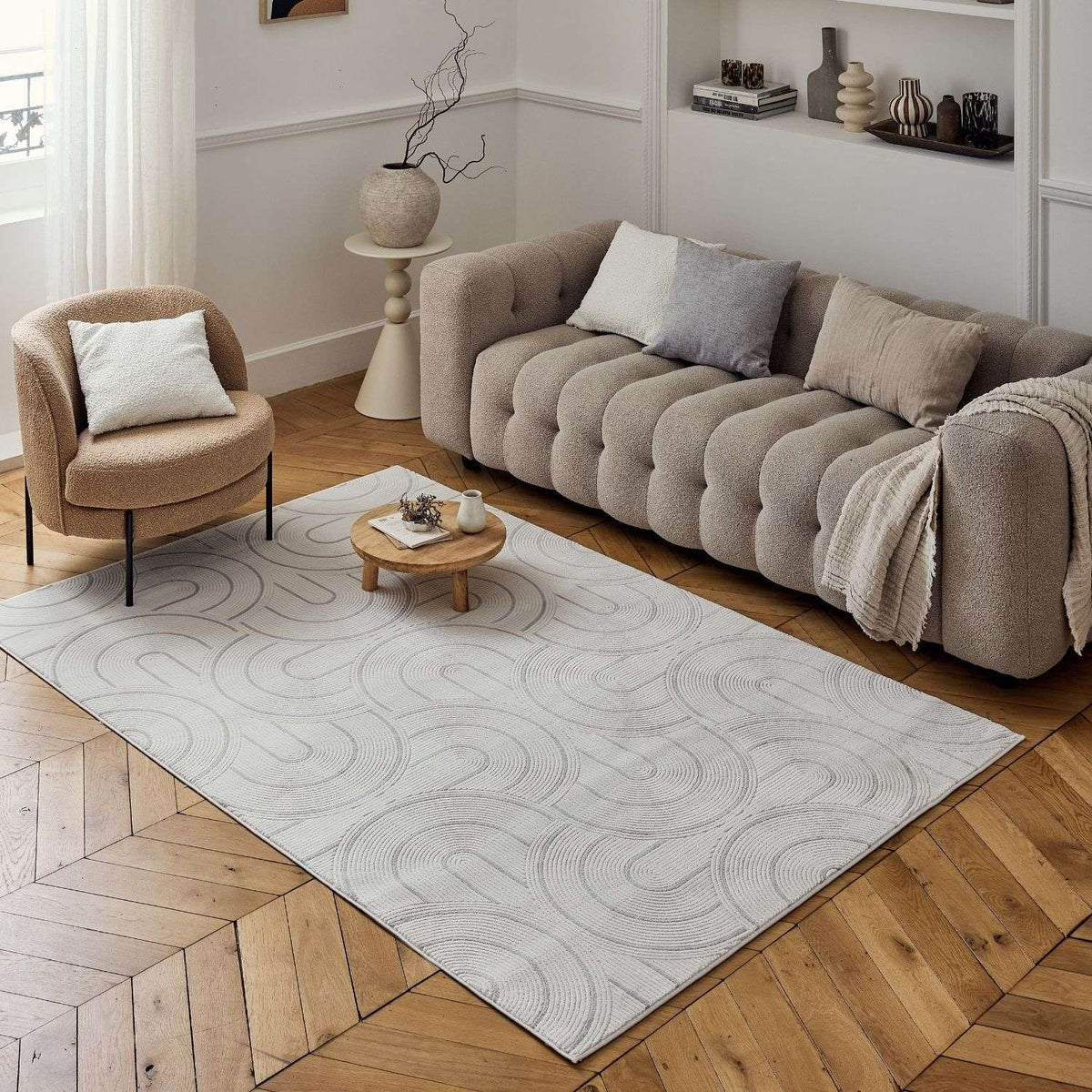 Carmel Cream-Grey Geometric Rug – 6070