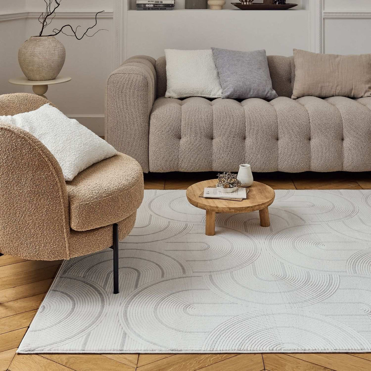 Carmel Cream-Grey Geometric Rug – 6070