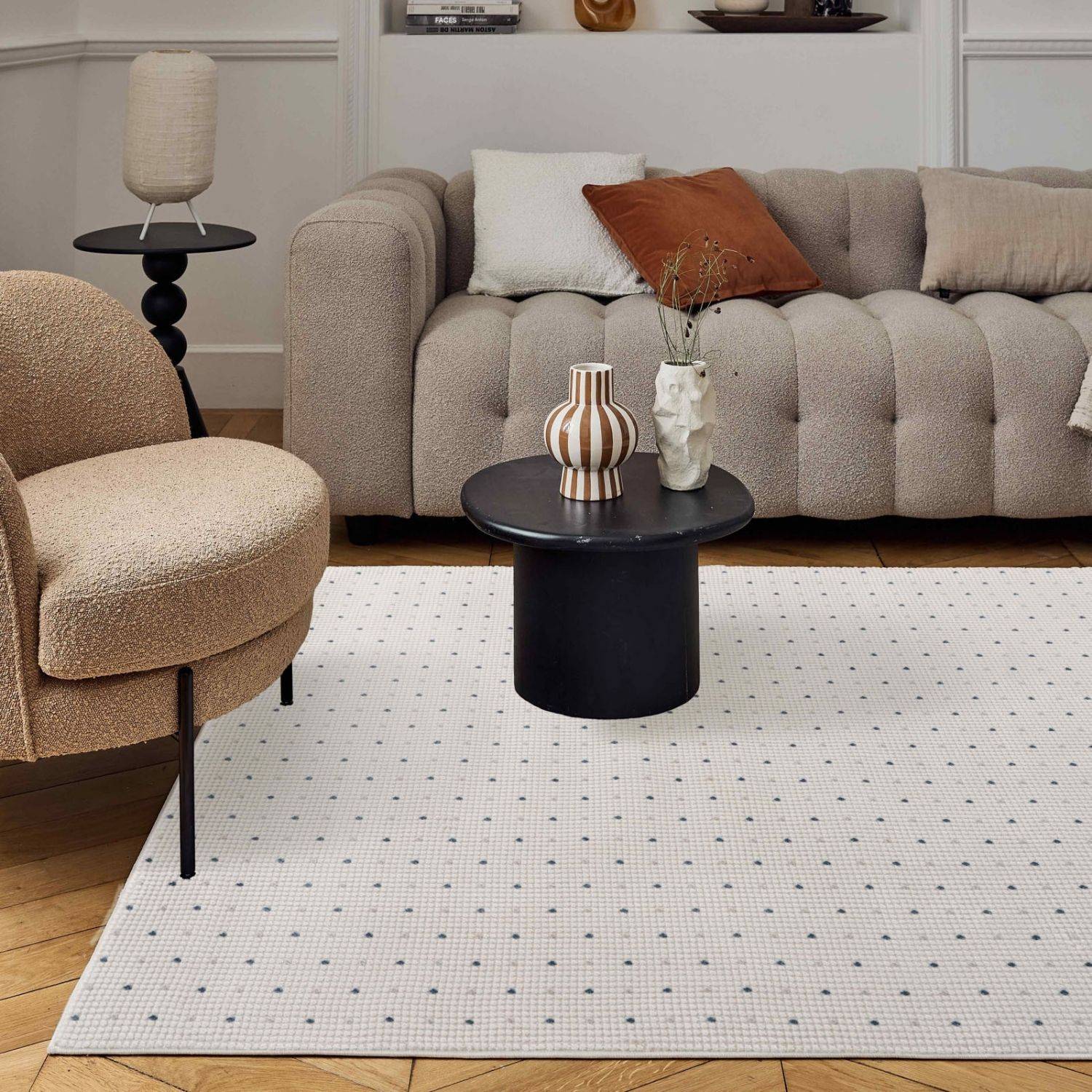 Carmel Cream-Blue Dots Rug – 6080