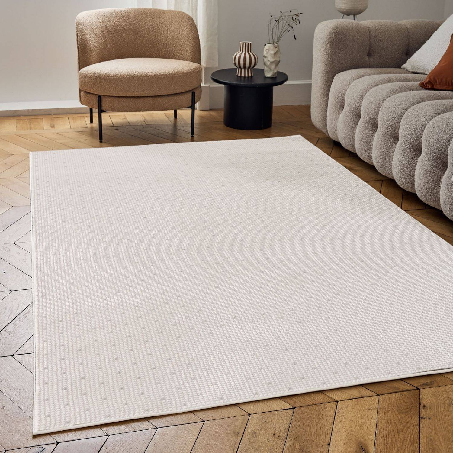 Carmel Cream-Grey Dots Rug – 6080