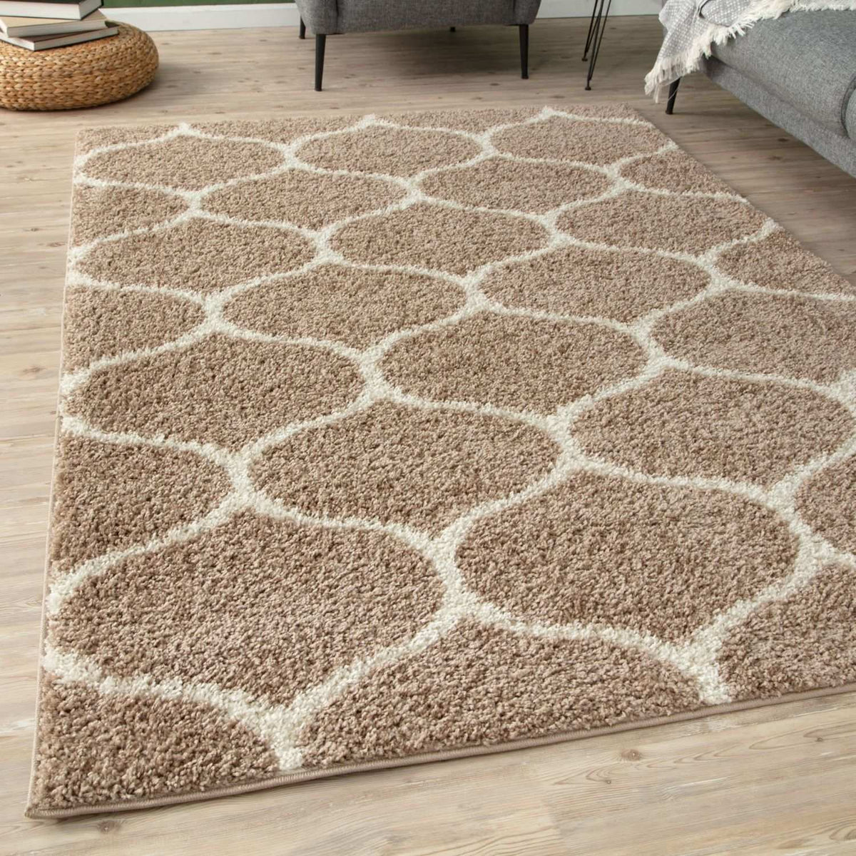 Moroccan Beige Shaggy Rug – 620