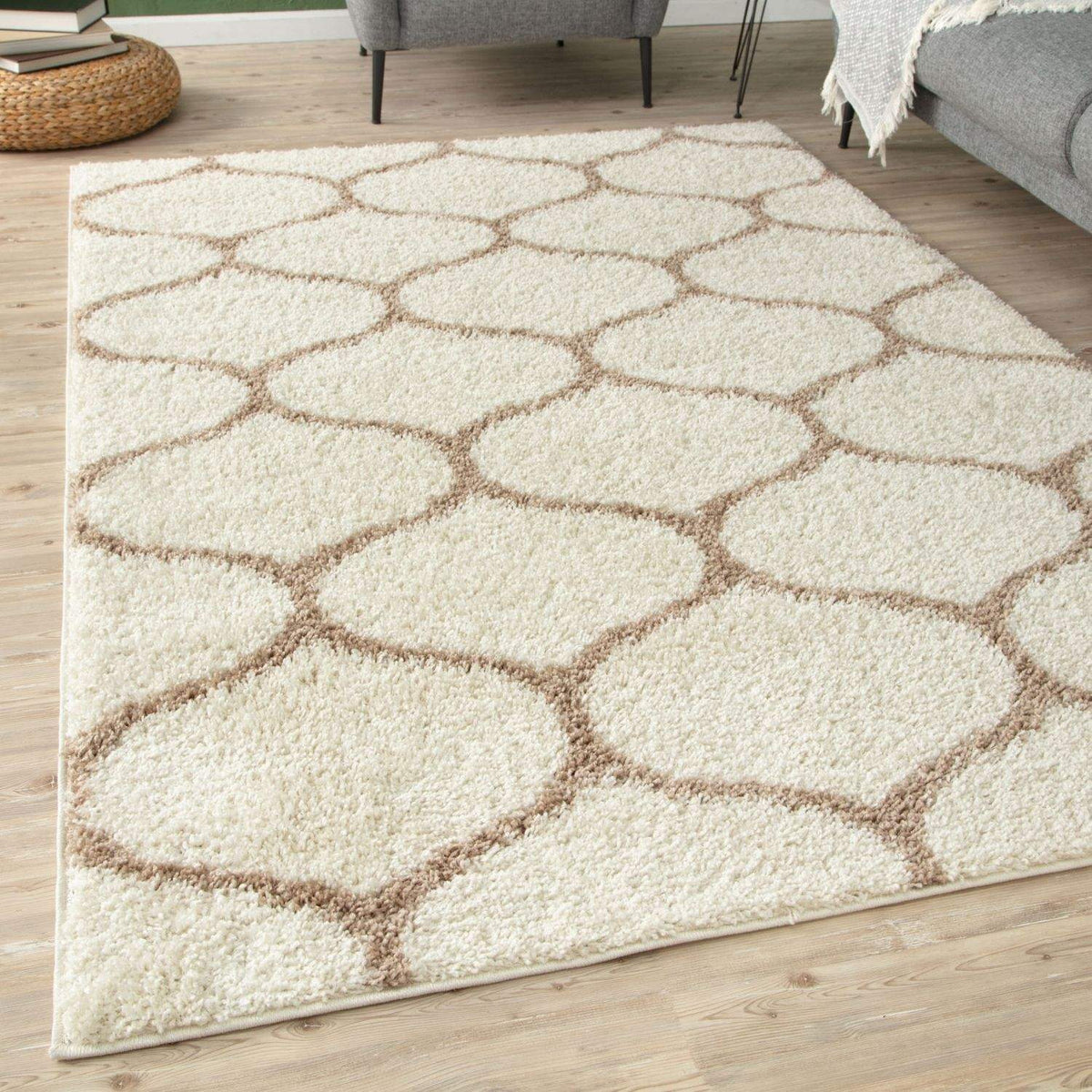 Moroccan Ivory Shaggy Rug – 630