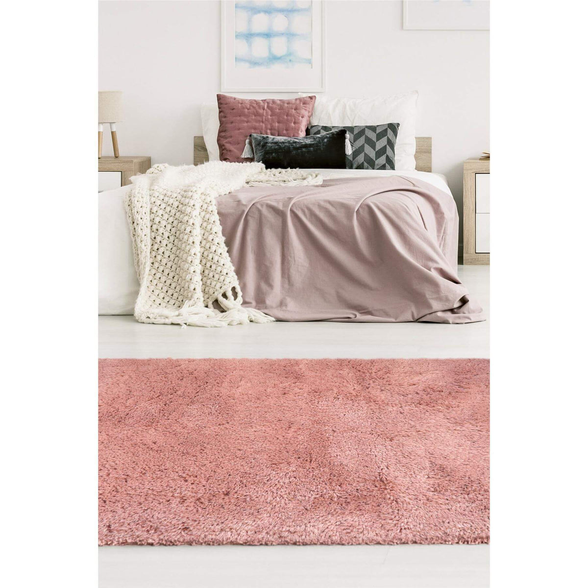 Soft Washable Pink Shaggy Rug – SA-07