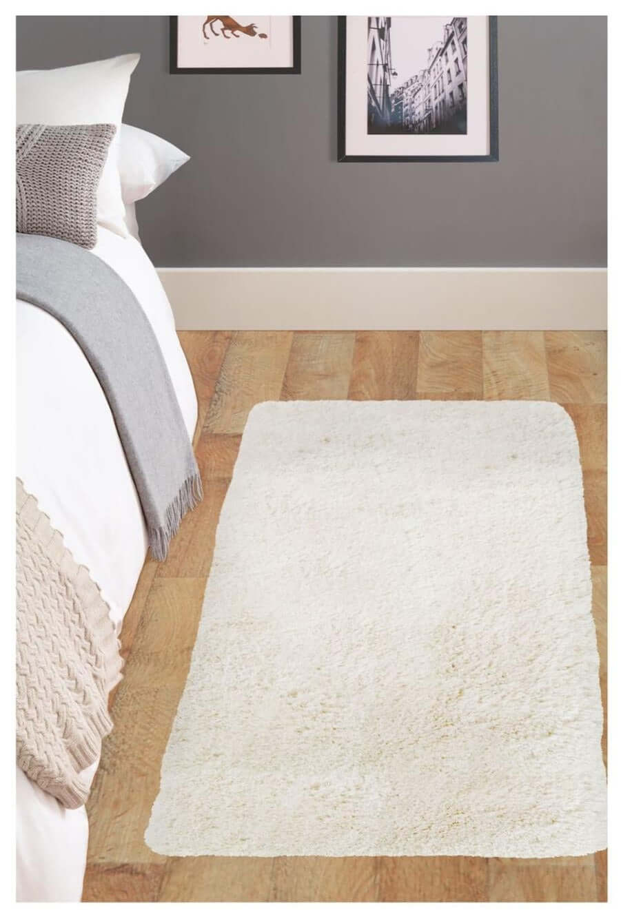 Soft Washable Ivory Shaggy Rug – SA-01