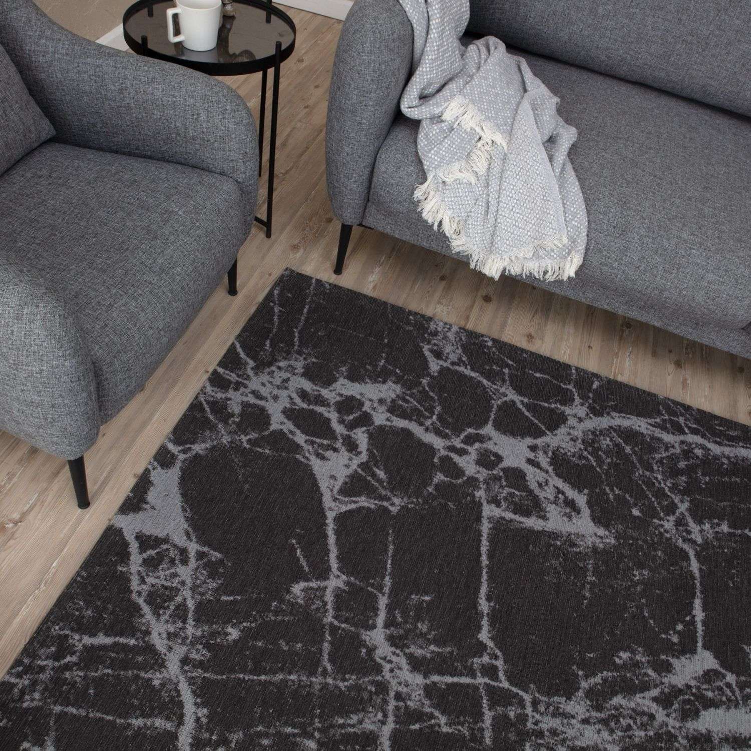 Washable Rug Carina Dark Grey – 6952D