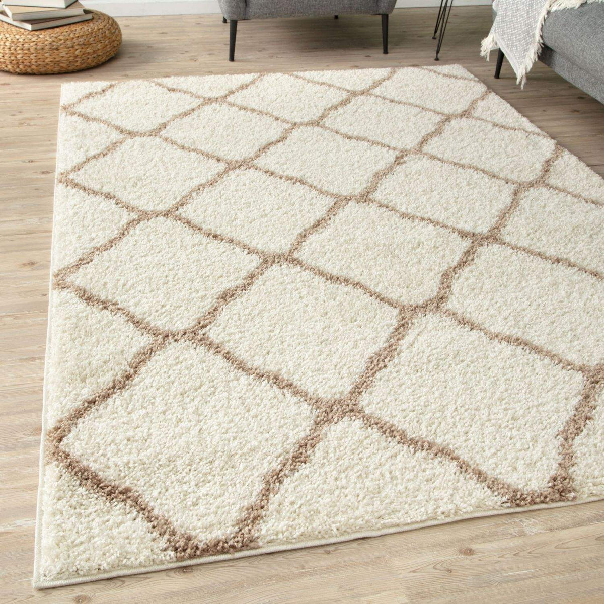 Moroccan Ivory Shaggy Rug – 730