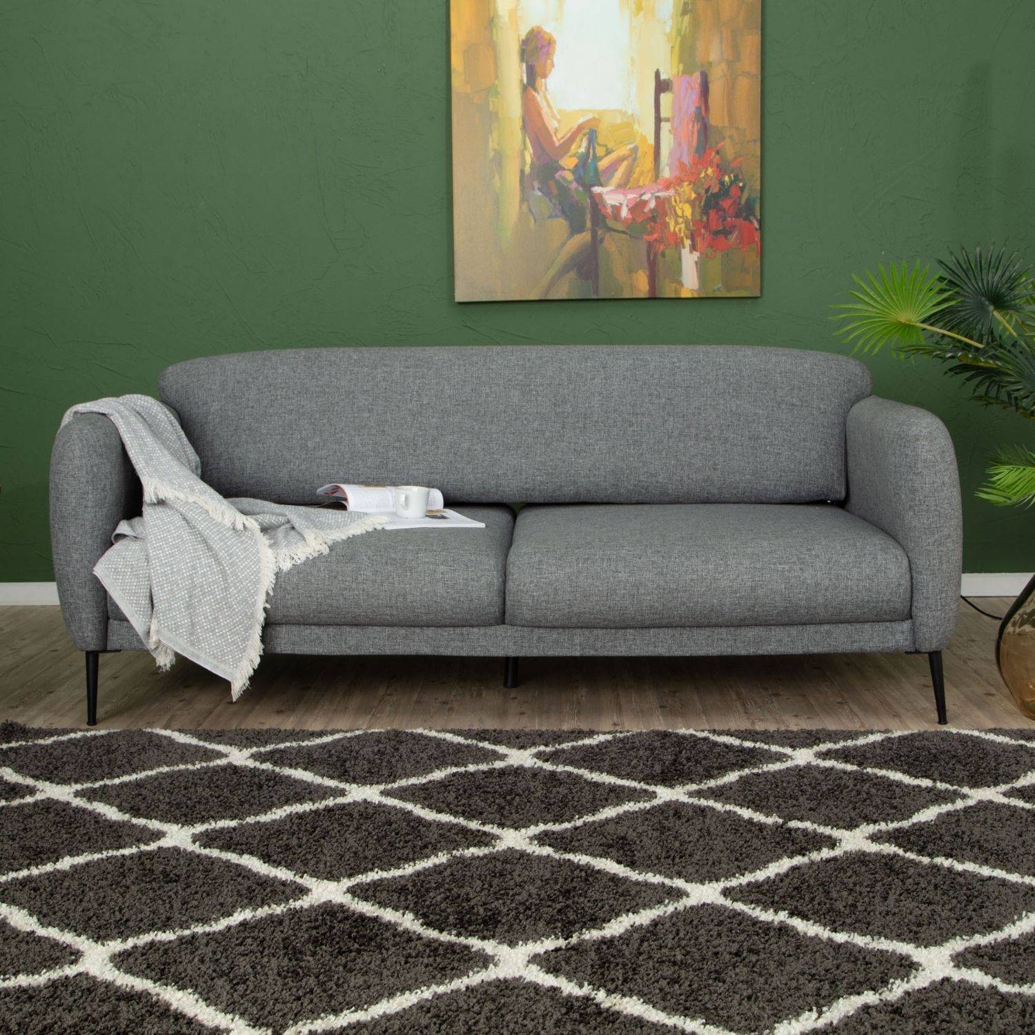 Moroccan Dark Grey Shaggy Rug – 740